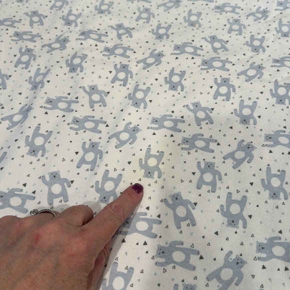 Snugababy Baby Blanket White gray striped blue Bears Reversible Cotton - Picture 5 of 8